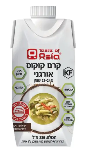 קרם קוקוס 330 גרם אורגני taste of asia 22%-24% 