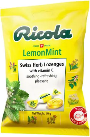 סוכריות בטעם לימון מנטה עם מיצוי צמחים ויטמין  סי 70 גרם RICOLA