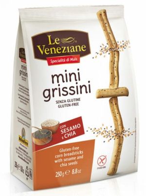 מיני גריסיני ללא גלוטן זרעי צ'יה ושומשום LE VENEZIANE