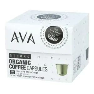 קפסולות קפה קלוי וטחון אורגני 10 יח` חזק - AVA