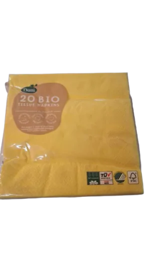 20 מפיות שולחן נייר ממוחזר צהוב  DONNY