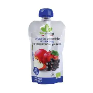 מחית אורגנית תפוחי עץ ואוכמניות שחורות bio italia