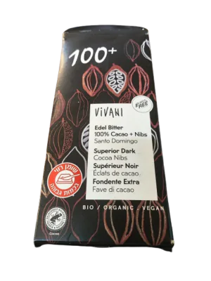 שוקולד 100% אורגני מריר טבעוני 80 גרם - VIVANI