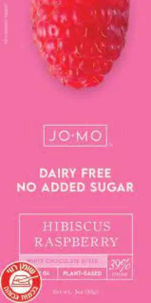 שוקולד לבן טבעוני  39% ללא סוכר עם היביסקוס ו פטל JO-MO
