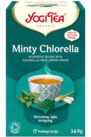 יוגי תה אורגני minty chlorella עם כלורלה מנטה למון גראס  - yogi
